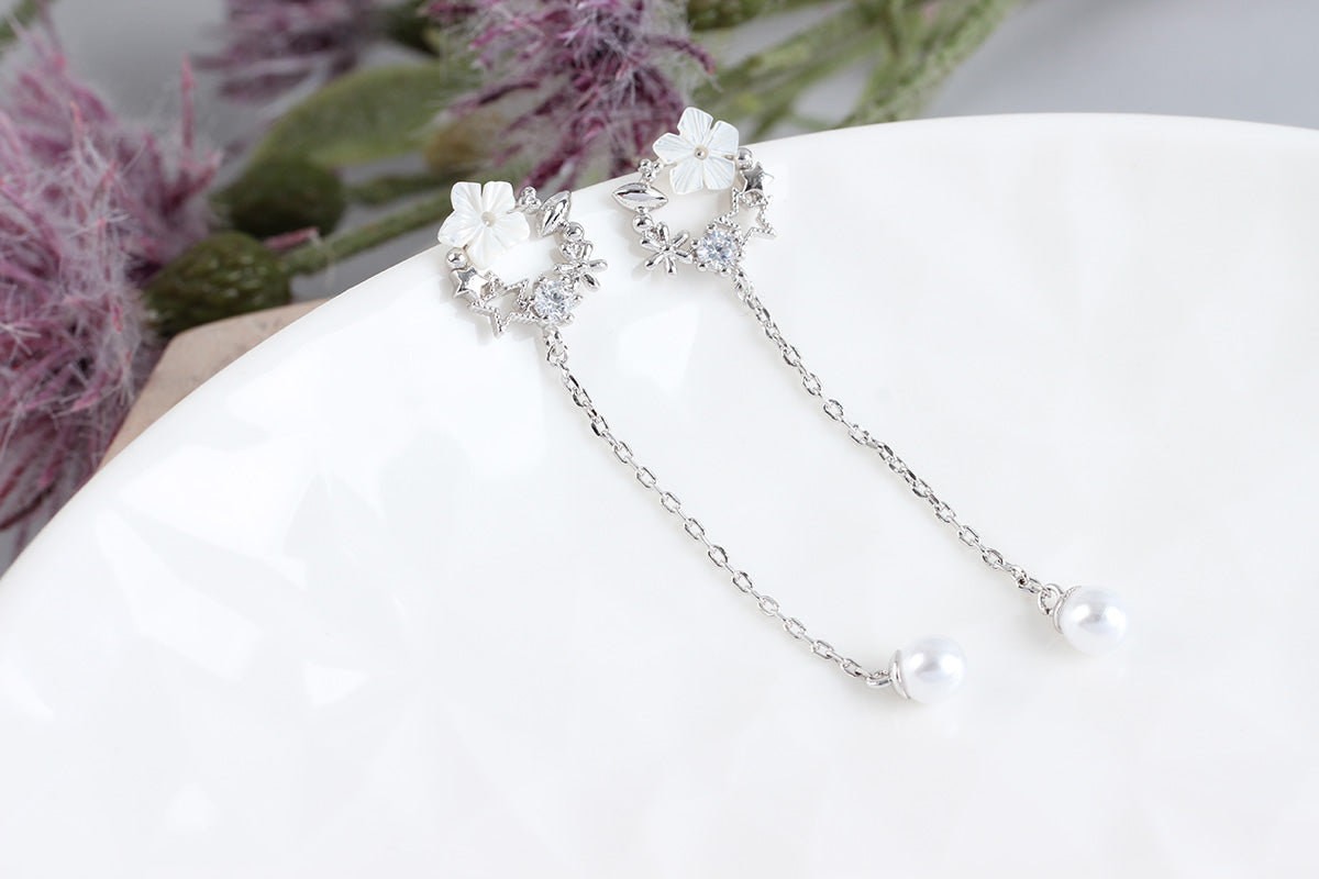 Floral Petit Pearl Drop Earrings - 2 colors