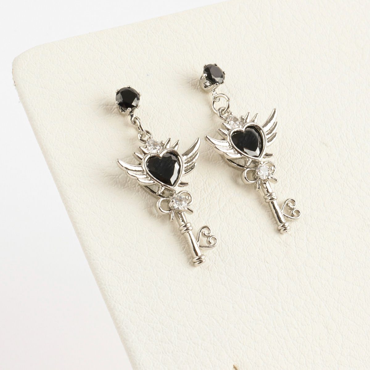 Black Crystal Heart Angel Sailor Moon Korean Earrings