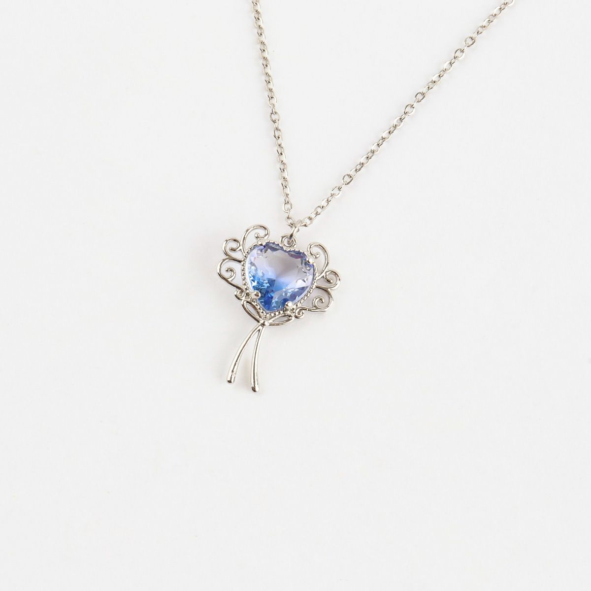 Princess Gradient Ocean Blue Heart Necklace - Made in Korea