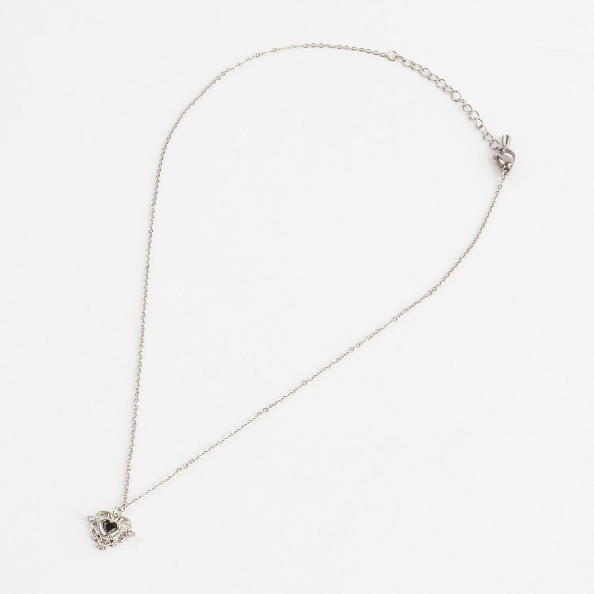 Black Crystal Heart Angel Korean Necklace