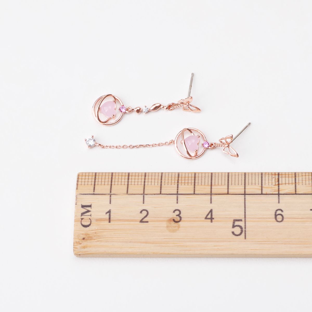 Mis-matched Heart Planet Chain Drop Dangle Earrings - 2 colors