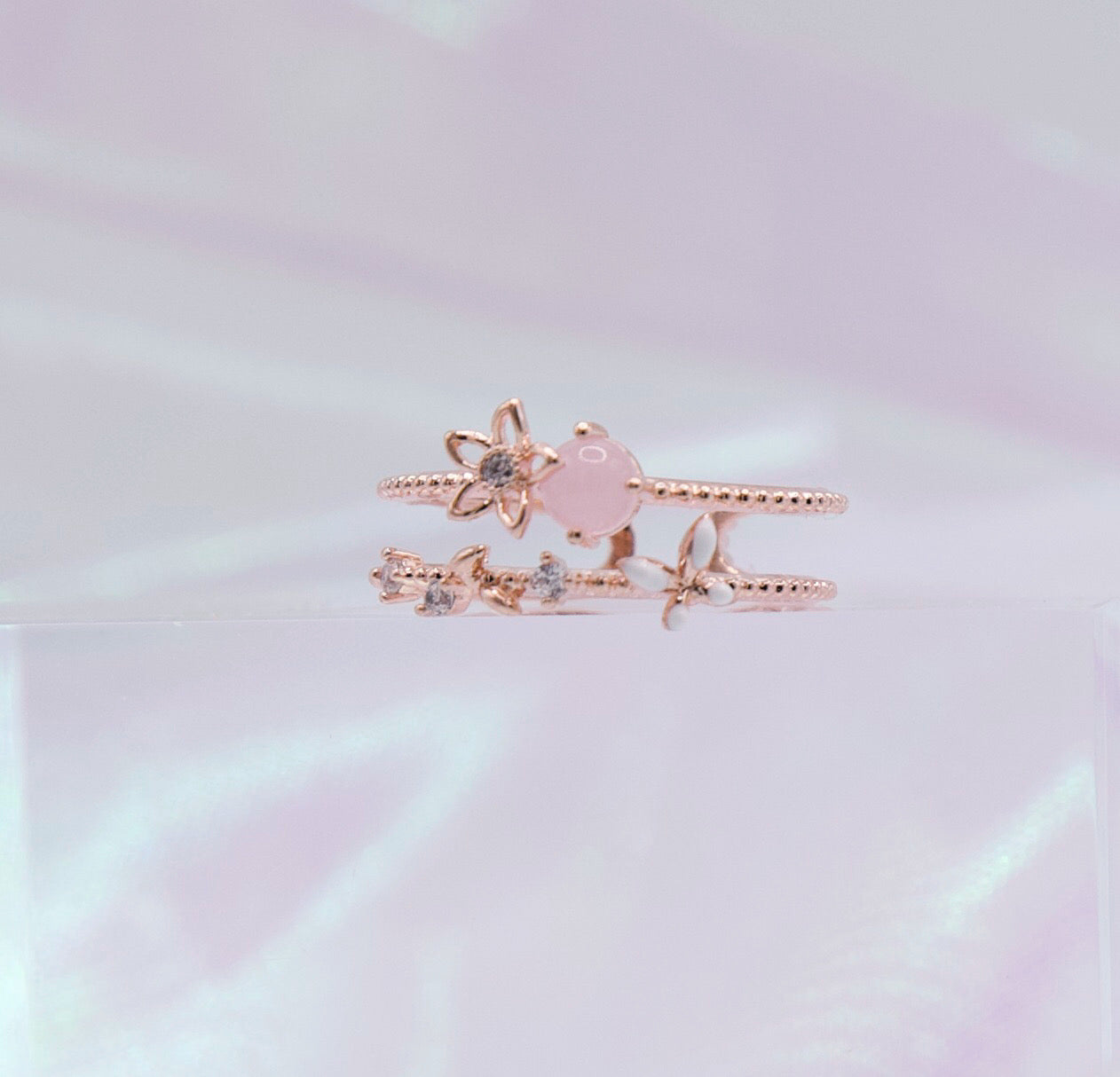 Summer Flower Baby Pink Adjustable Ring