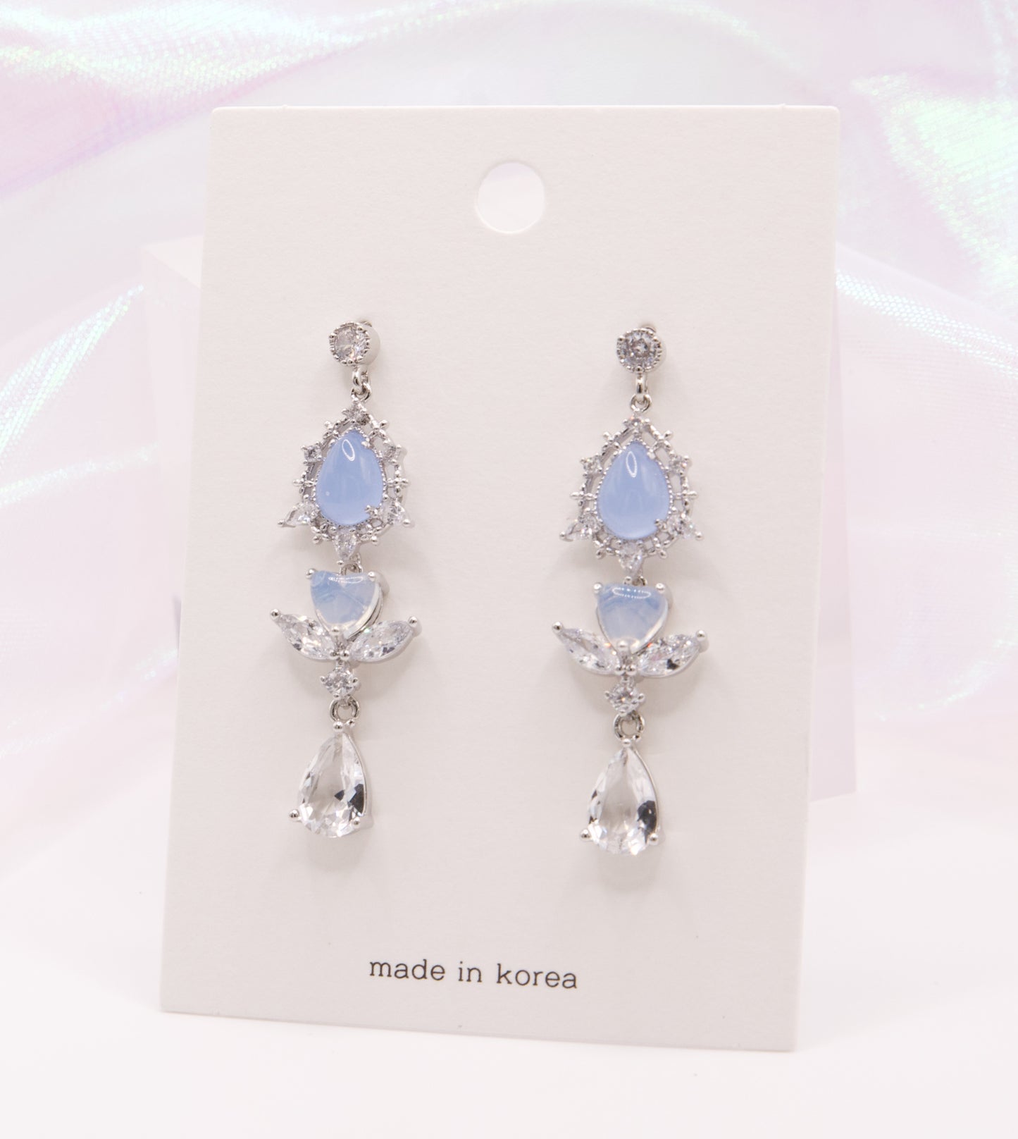 Sailor Mercury Blue Angel Heart Crystal Drop Earrings