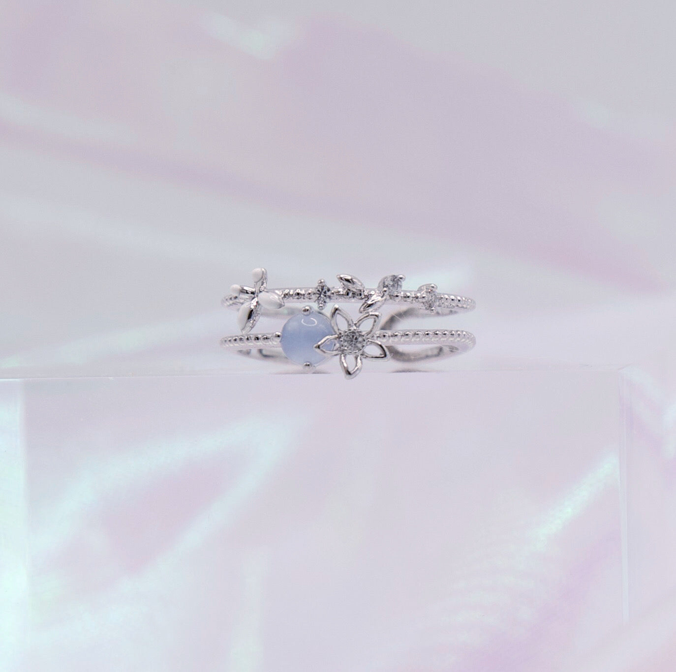 Summer Flower Baby Pink Adjustable Ring