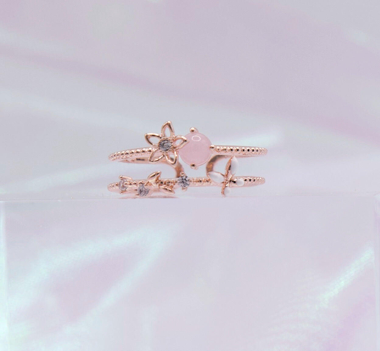 Summer Flower Baby Pink Adjustable Ring
