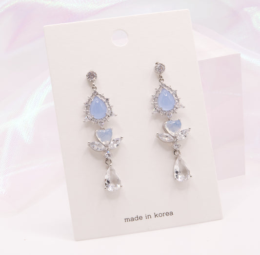 Sailor Mercury Blue Angel Heart Crystal Drop Earrings