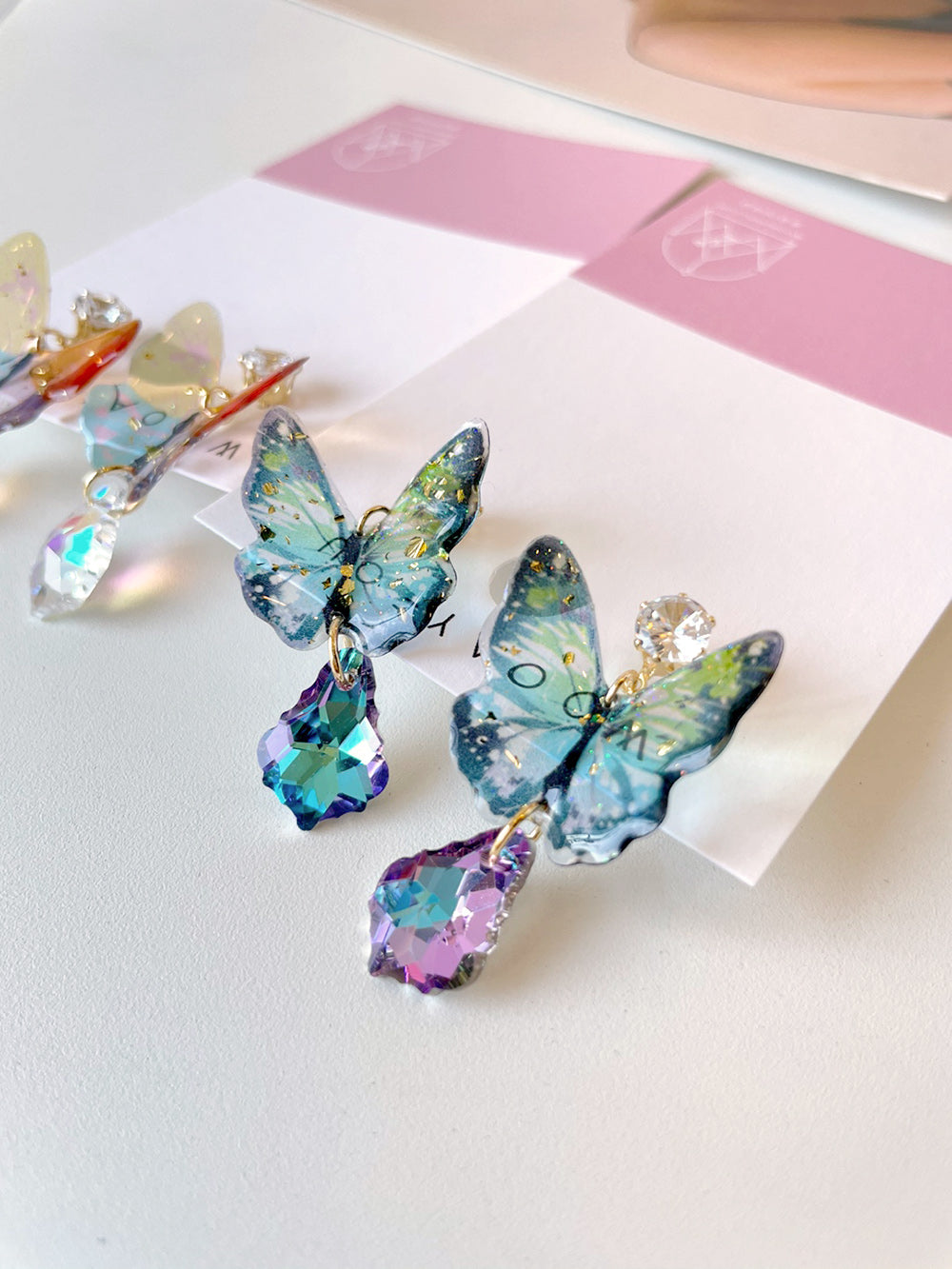 Summer Blue Butterfly Crystal Earrings