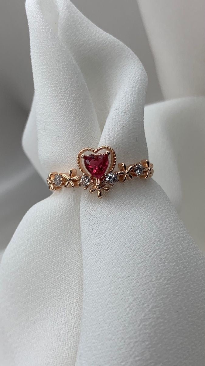 Red Heart Cubic Ring