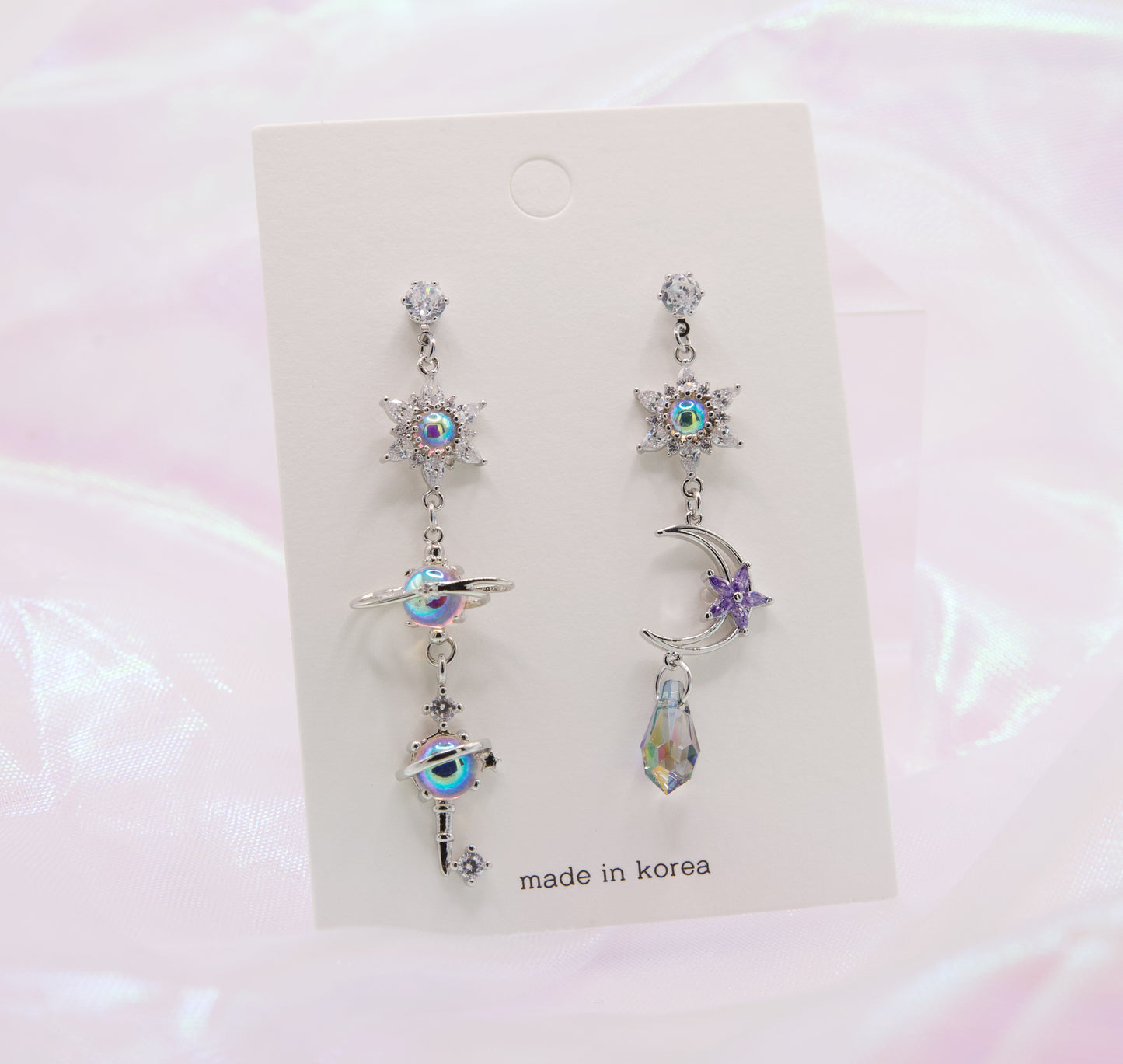 Blue Magic Star Moon Dangle Earrings