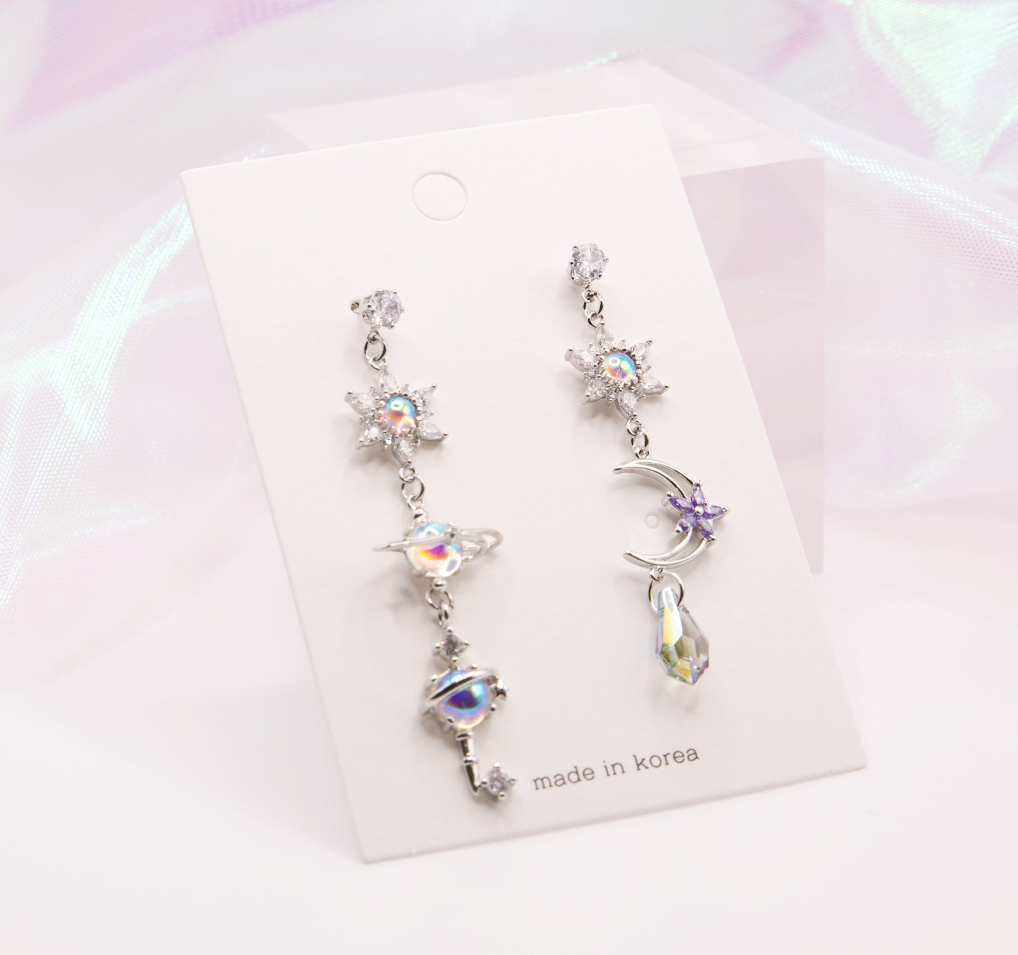 Blue Magic Star Moon Dangle Earrings