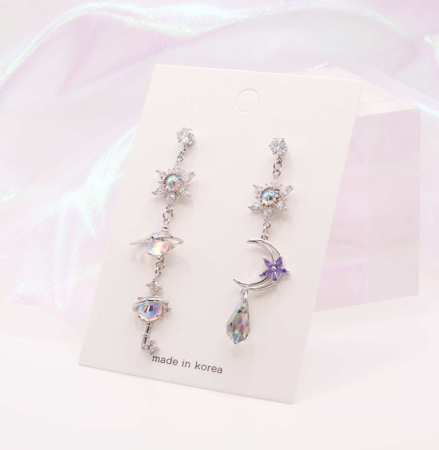 Blue Magic Star Moon Dangle Earrings