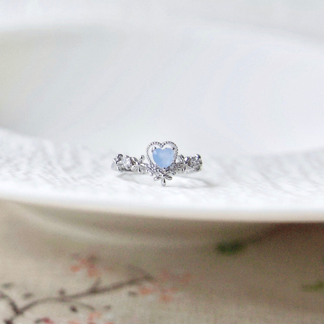 Blue Heart Cubic Ring