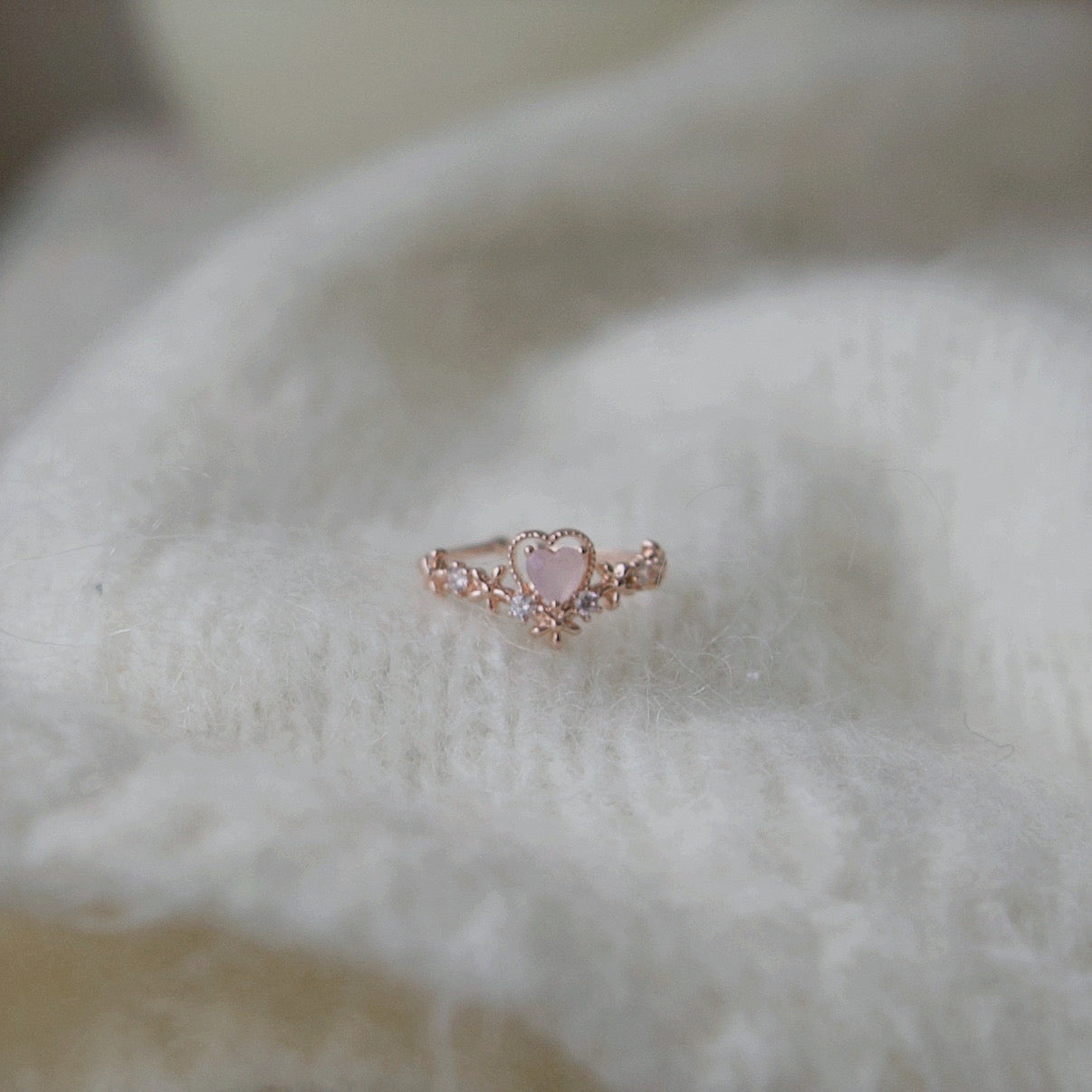 Pink Heart Cubic Ring