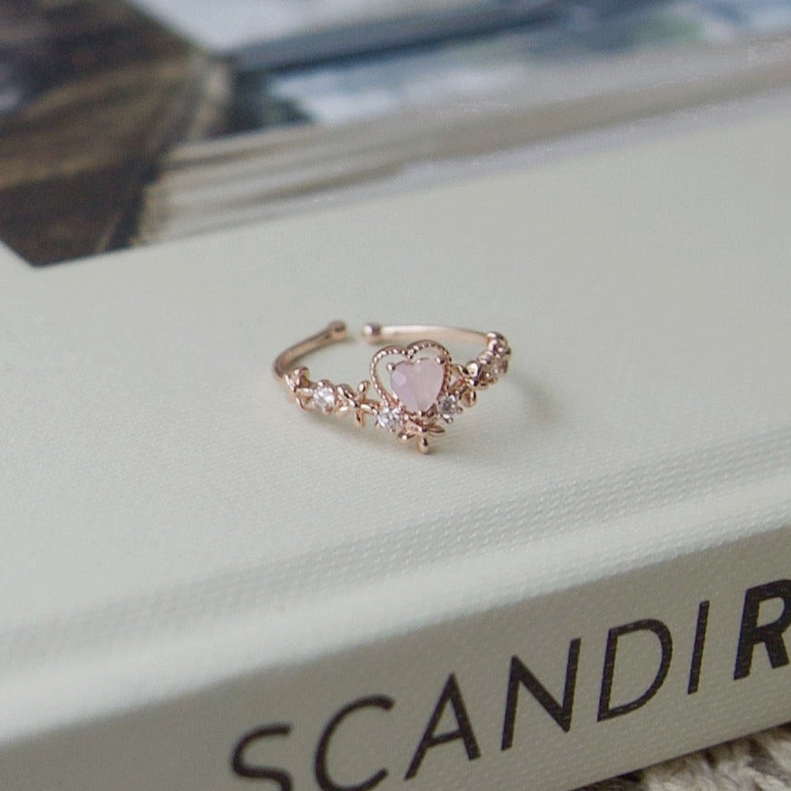 Pink Heart Cubic Ring