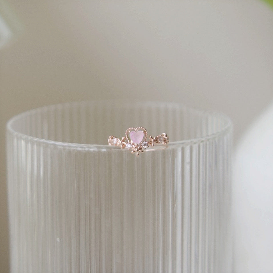 Pink Heart Cubic Ring