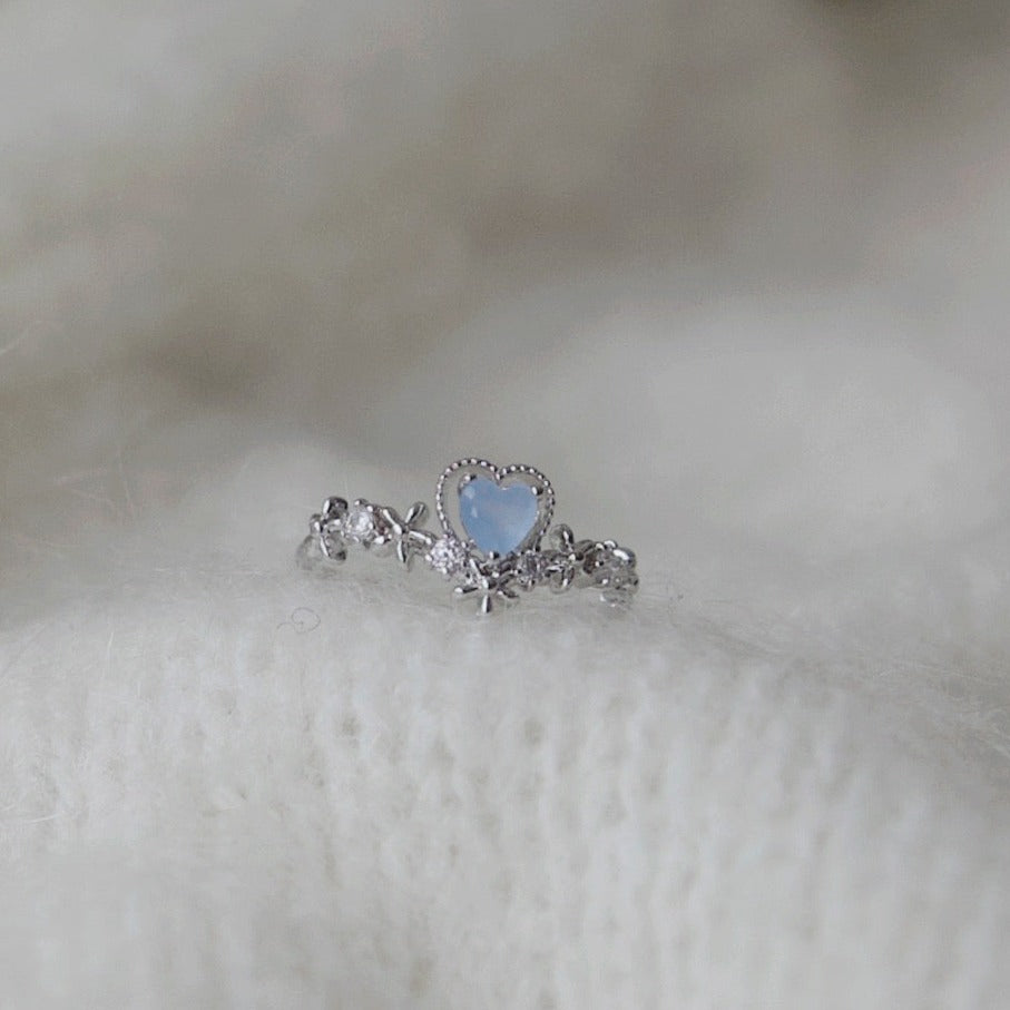 Blue Heart Cubic Ring