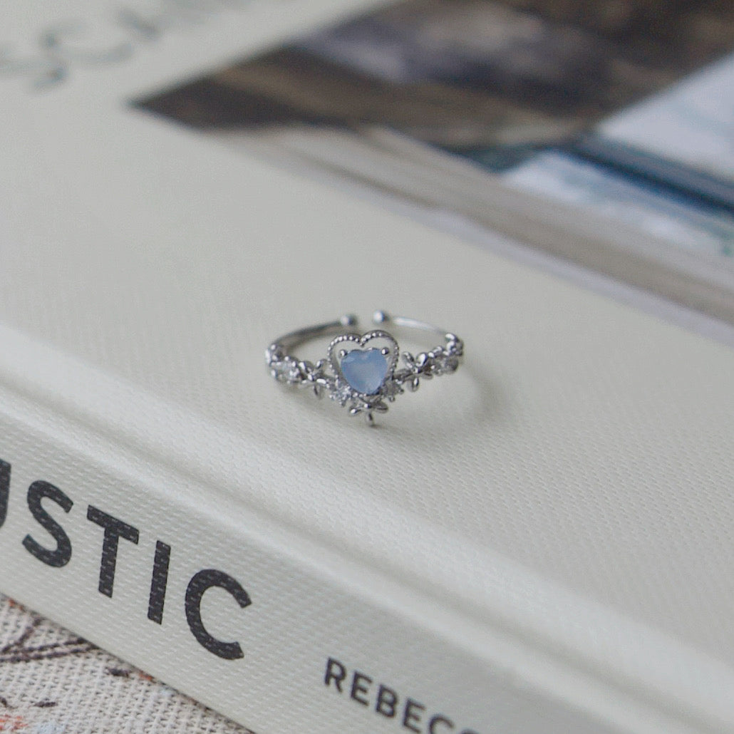 Blue Heart Cubic Ring