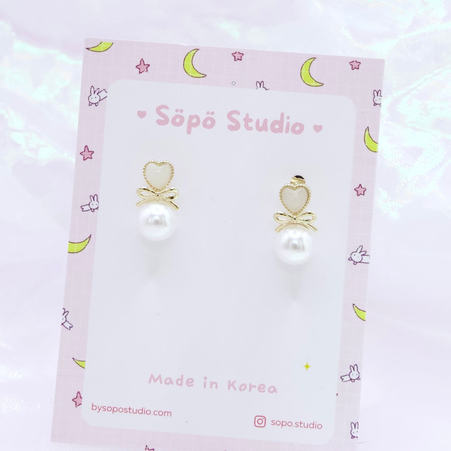 Petit Heart Pearl Studs Korean Cute Style Earrings - 2 colors