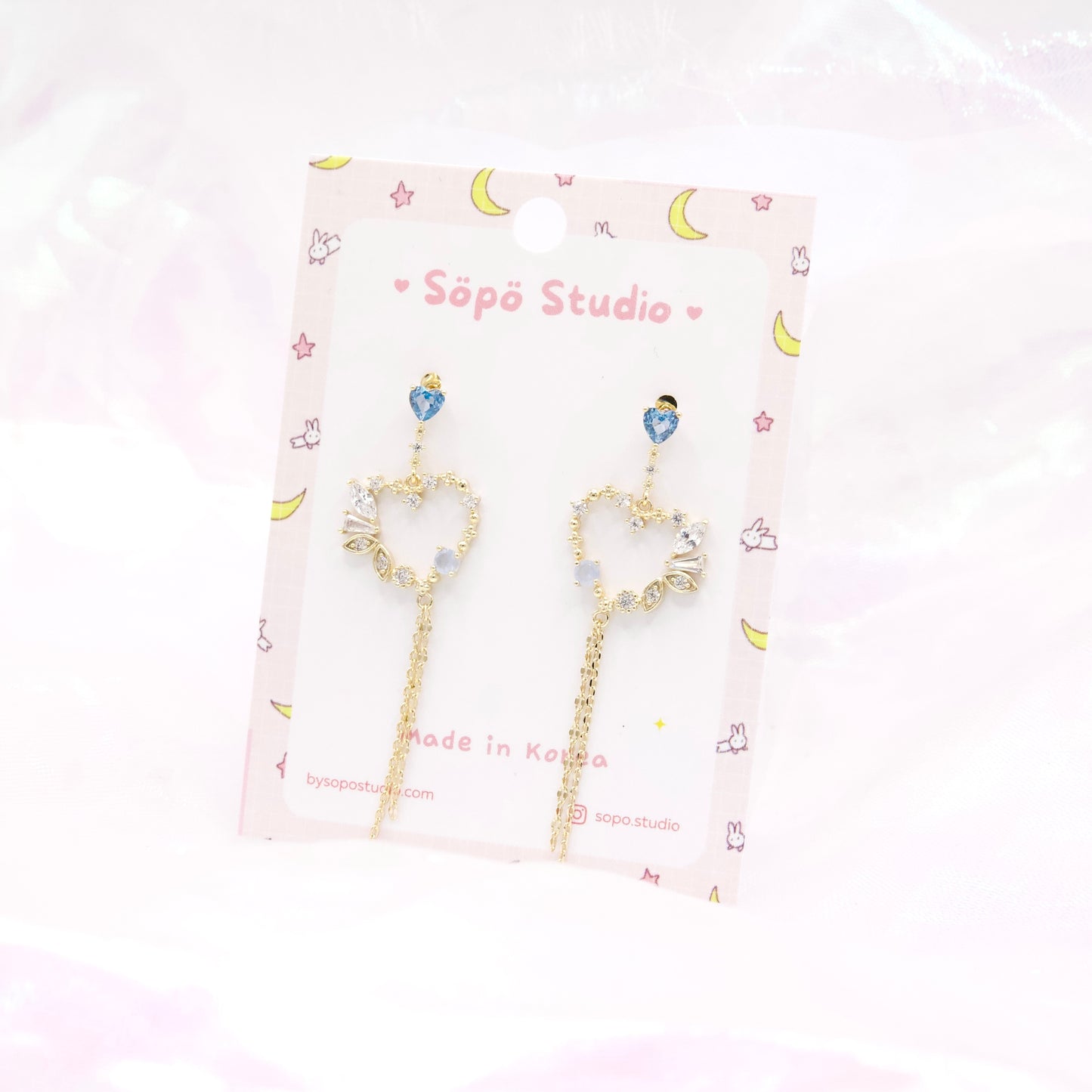Heart Chain Drop Dangle Korean Earrings - 2 colors