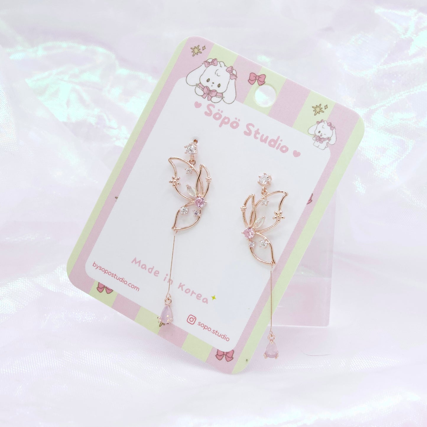 Magic Garden Butterfly Korean Dainty Style Chain Drops Earrings - 3 Colors