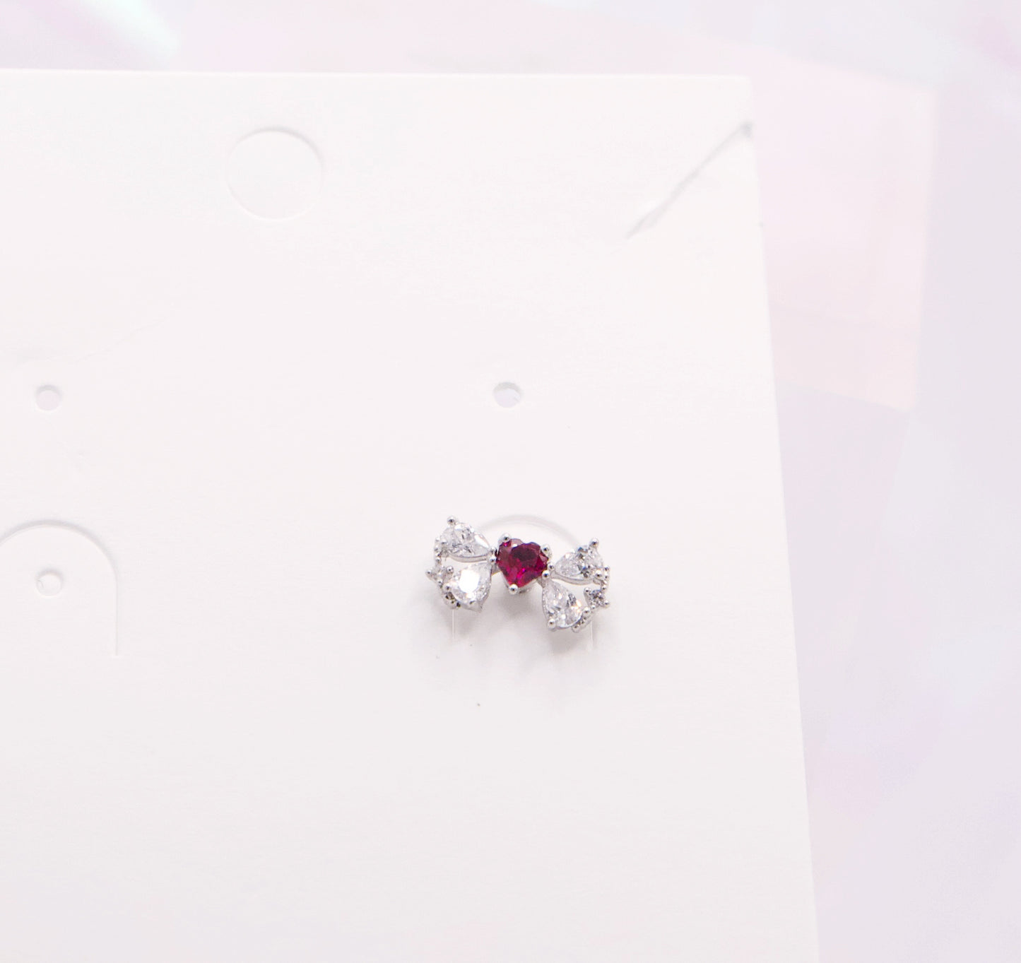 Angel Heart Red Stone Ear Piercing