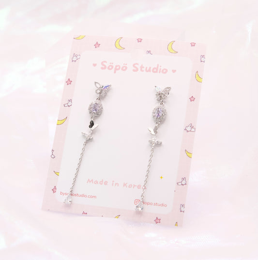 Minimalist Butterfly Petit Dangle Korean Dainty Style Earrings