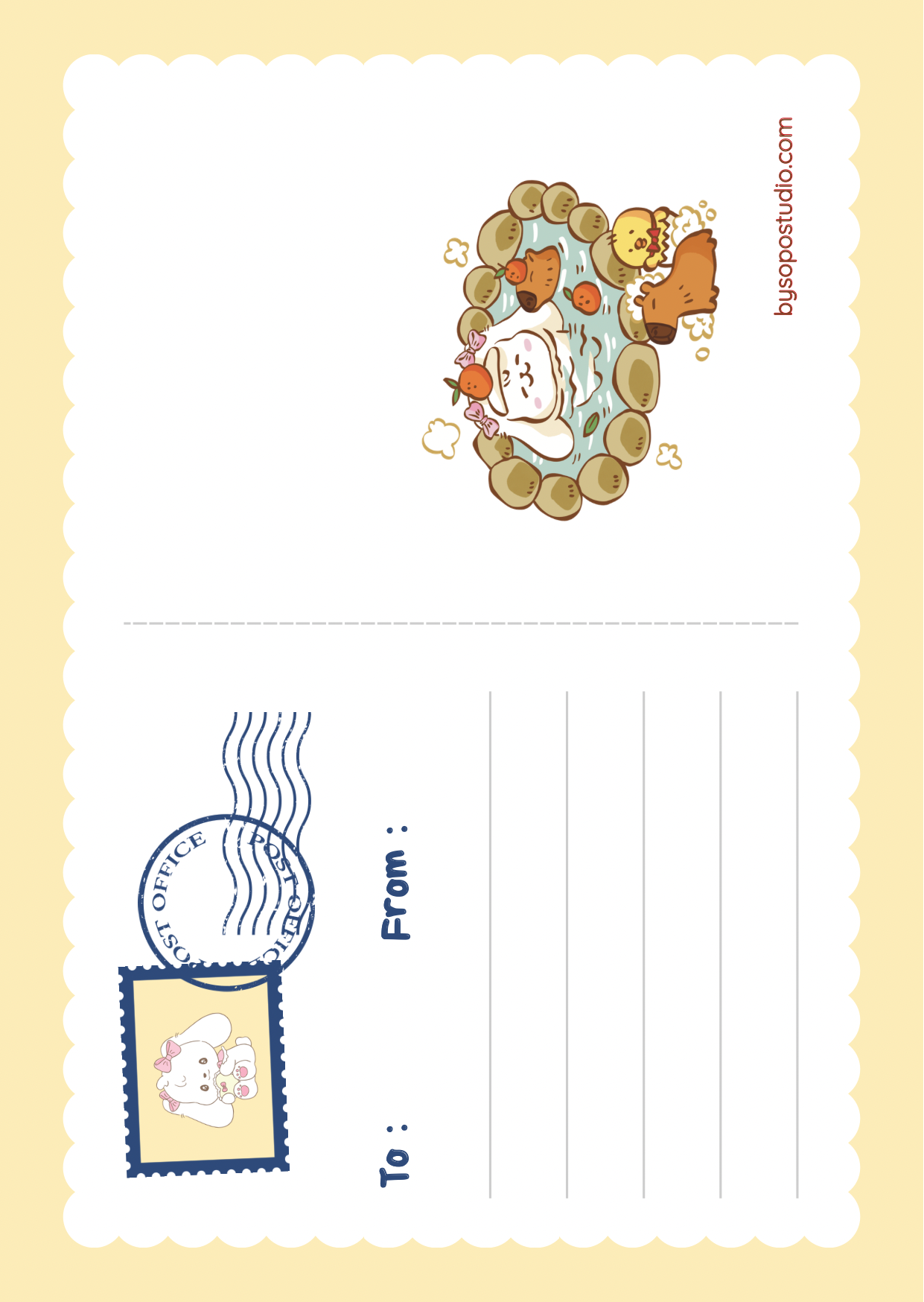 Onsen A6 Postcard - Art by Söpö Studio