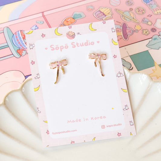 Ribbon Star Studs Korean Earrings - 2 colors