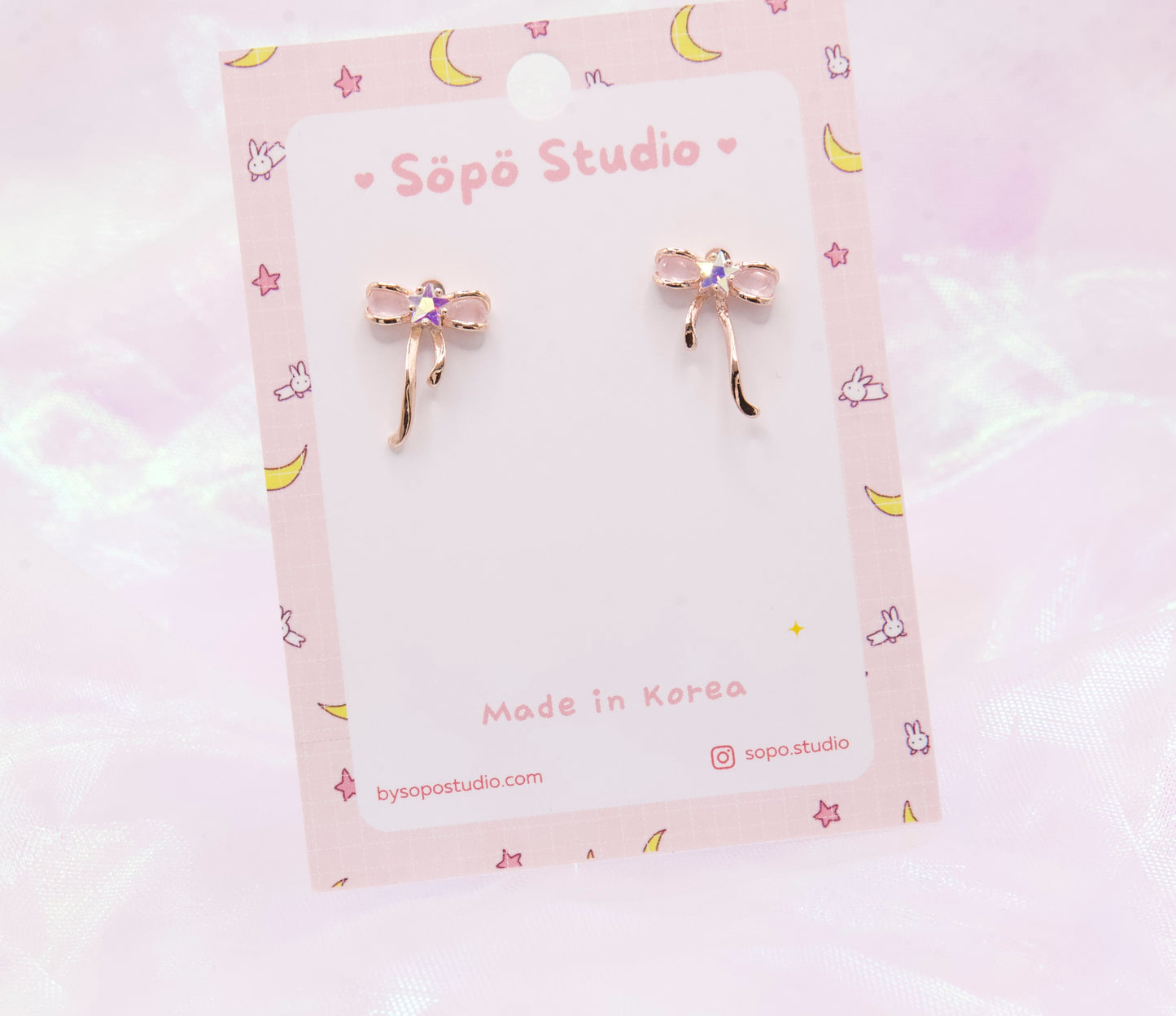 Ribbon Star Studs Korean Earrings - 2 colors