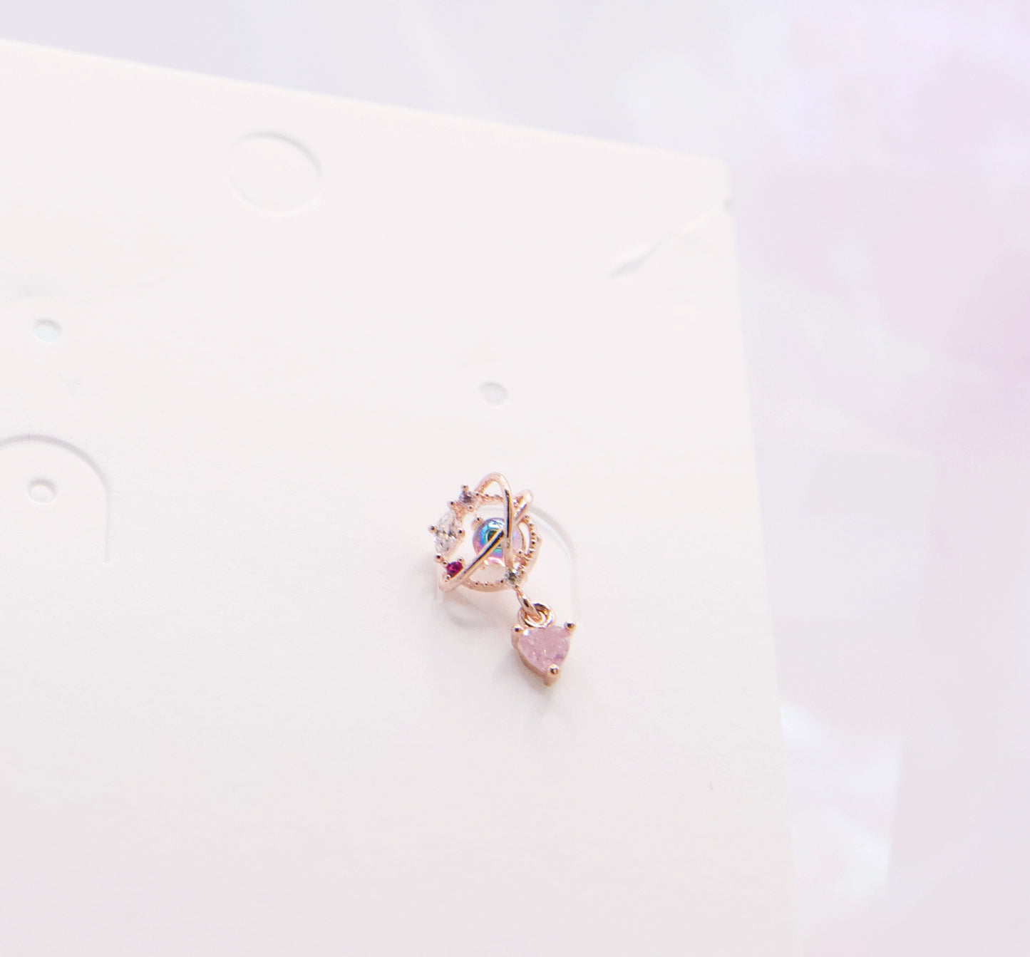 Cute Planet Heart Drop Ear Piercing