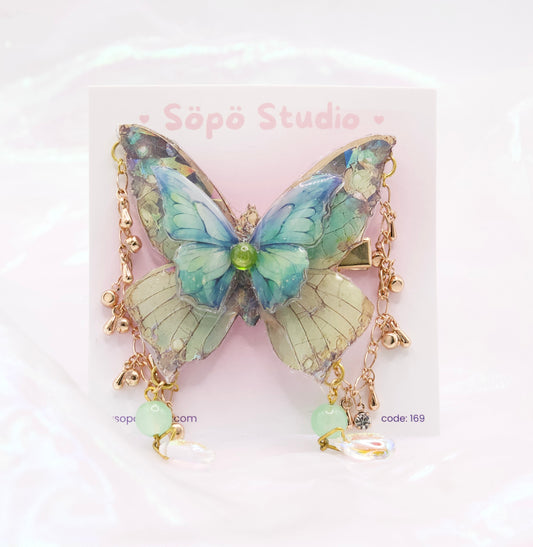 Cottagecore Magical Handmade Butterfly Hair Pin - Green
