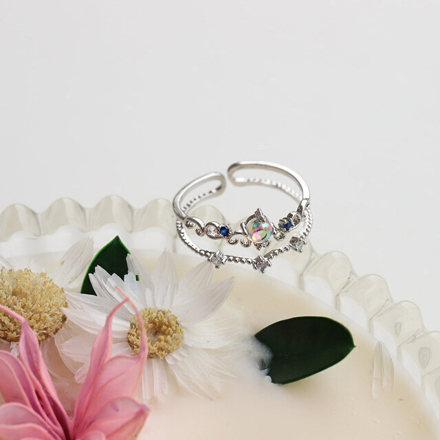 Tiara Blue Double Layer Ring Made in Korea