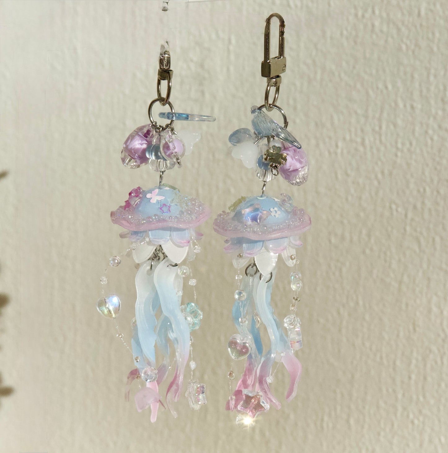 Fairy Dangle Jellyfish Handmade Keychain/Bag charm - Pink Blue