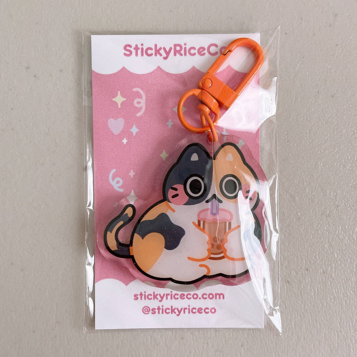 Boboco Keychain Boba Calico Cat Glitter Keychain – Sopo Studio