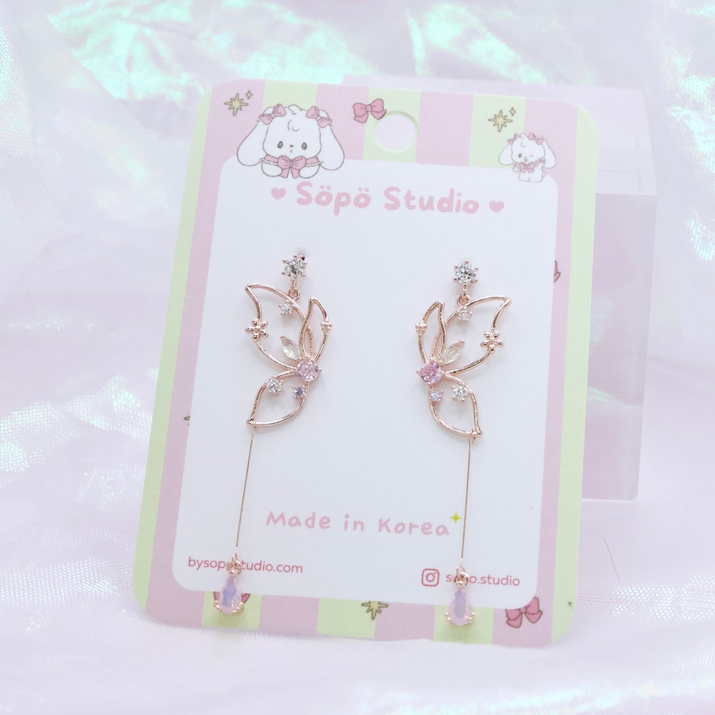 Magic Garden Butterfly Korean Dainty Style Chain Drops Earrings - 3 Colors