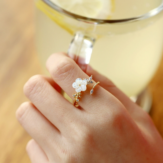 Mother of Pearl Dainty Elegant Bridal Korean Adjustable Rings - 3 colors