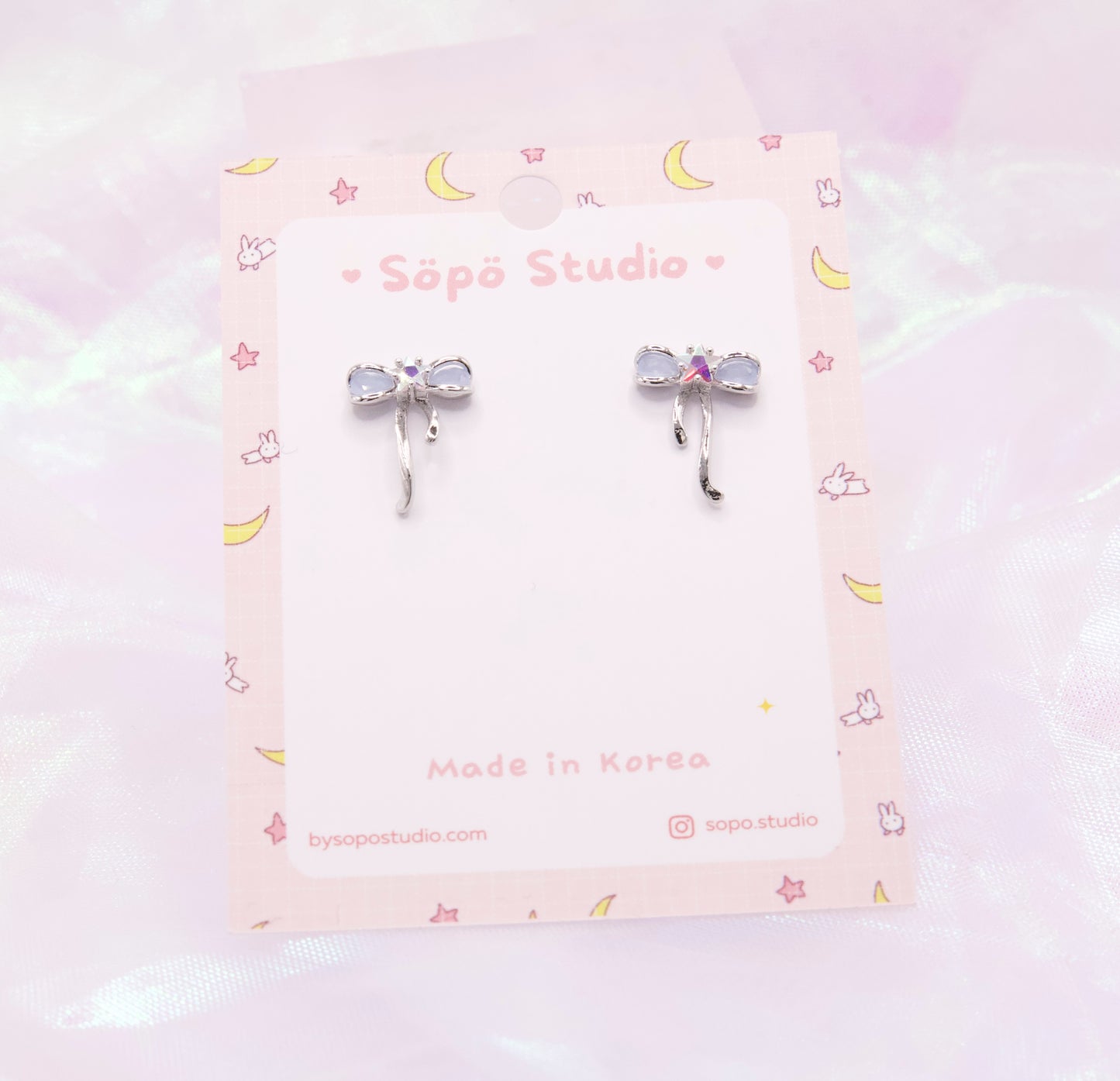 Ribbon Star Studs Korean Earrings - 2 colors