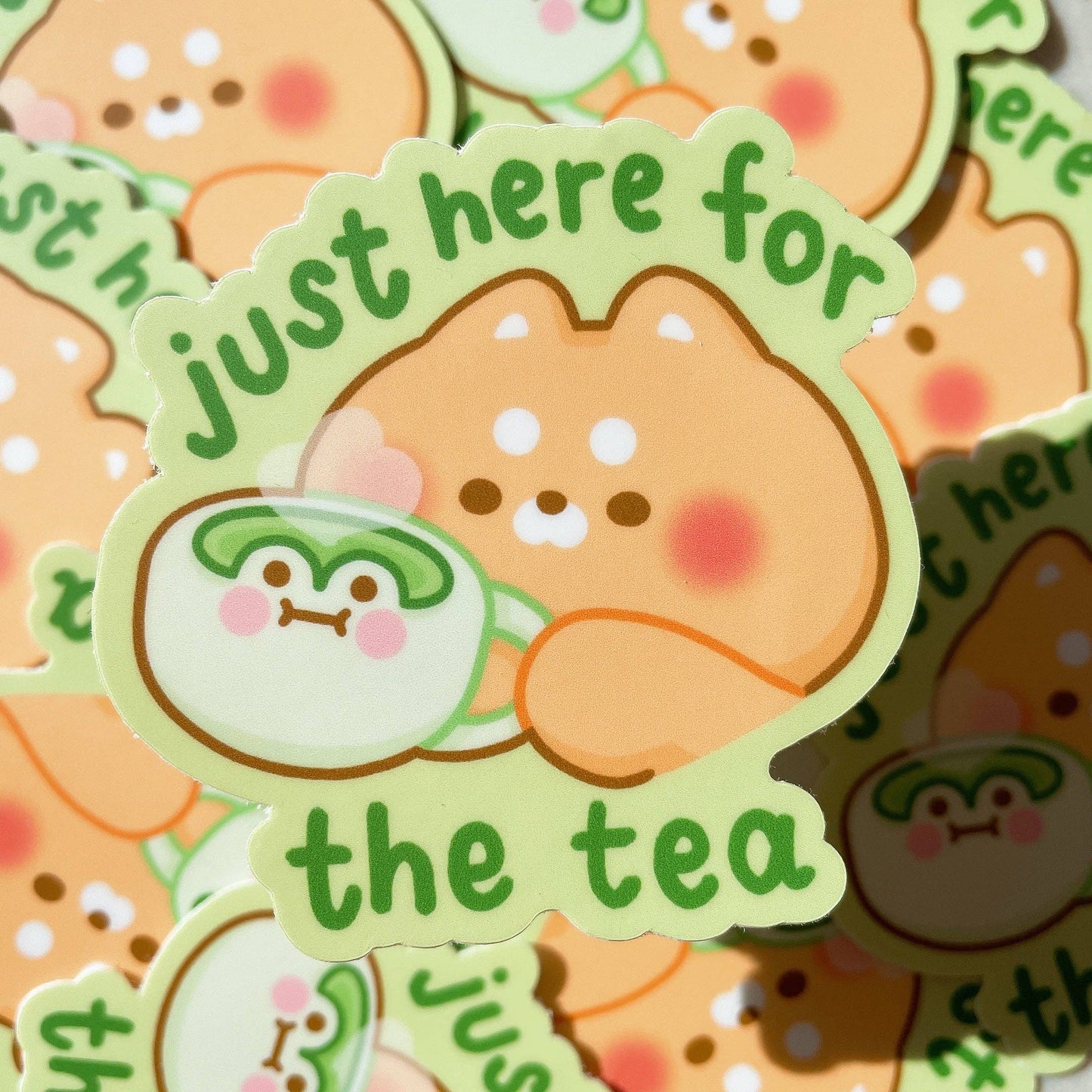 Just Here for the Tea Shiba Dog Sticker