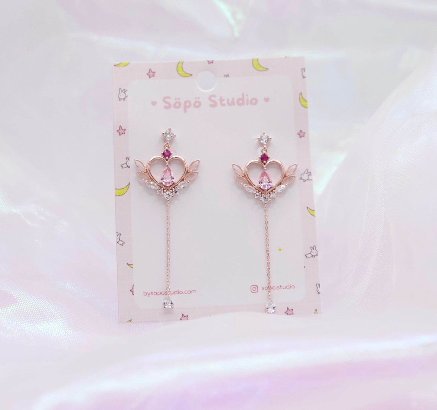 Sailor Moon Angel Heart Japanese Style Dangle Earrings