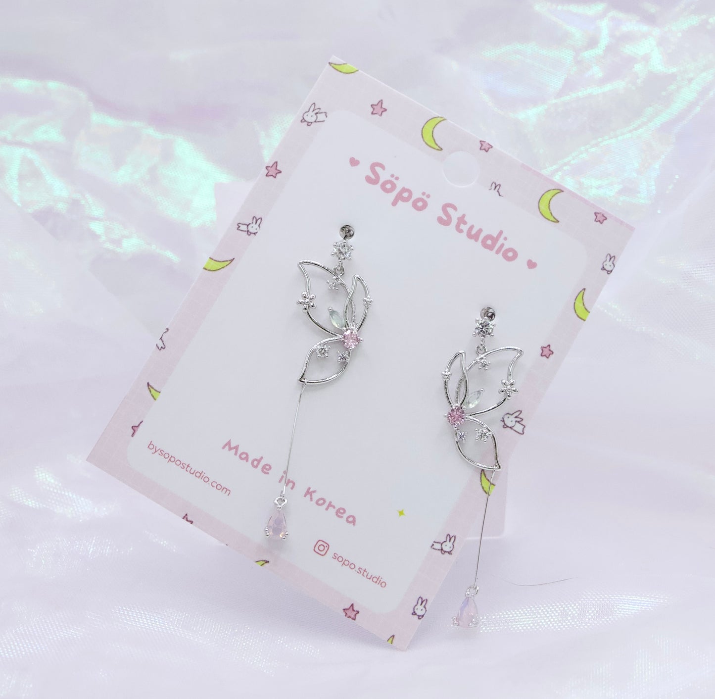 Magic Garden Butterfly Korean Dainty Style Chain Drops Earrings - 3 Colors