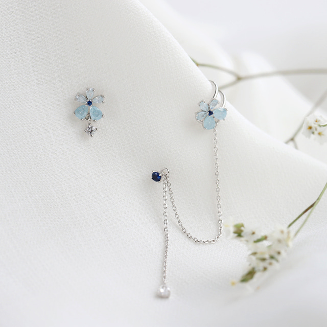 Crystal Summer Flower Cute Earcuff Earrings - 2 colors