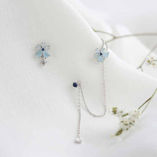 Crystal Summer Flower Cute Earcuff Earrings - 2 colors