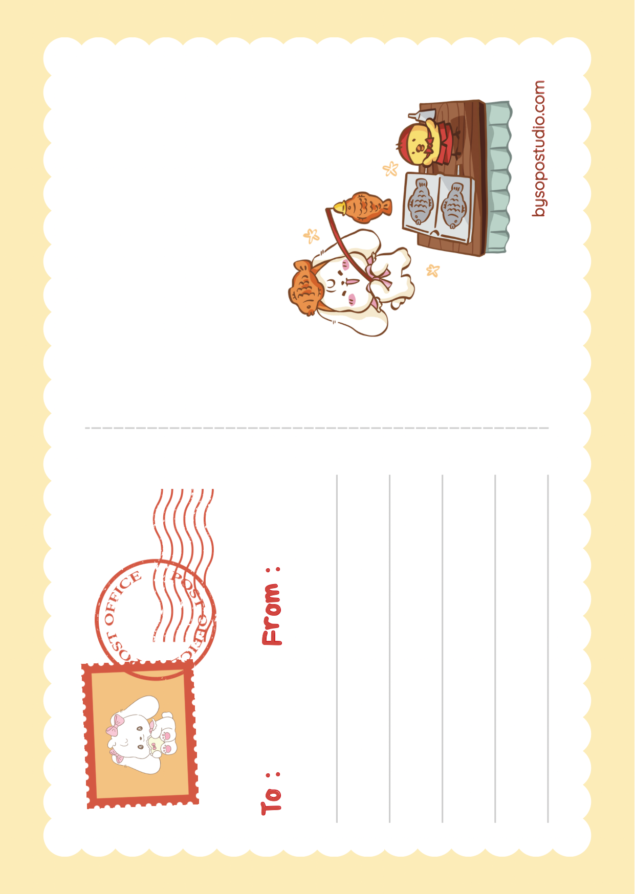 Taiyaki A6 Postcard - Art by Söpö Studio
