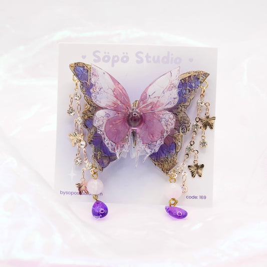Cottagecore Magical Handmade Butterfly Hair Pin - Purple