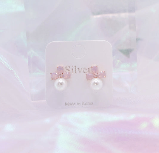 Elegant Crystal Pearl Cute Studs Earrings