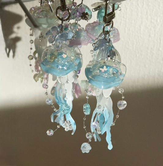 Fairy Dangle Jellyfish Handmade Keychain/Bag charm - Blue