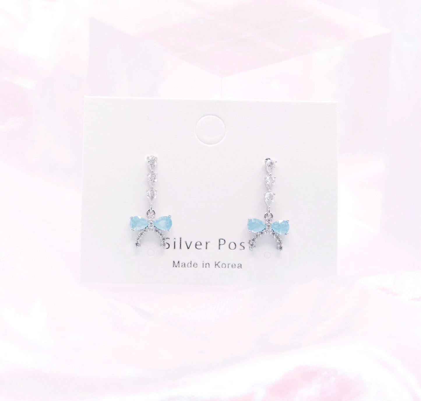 Pastel Crystal Petit Bow Coquette Korean Earrings