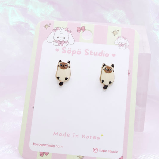Cute Siamese Cats Studs Korean Dainty Style Earrings