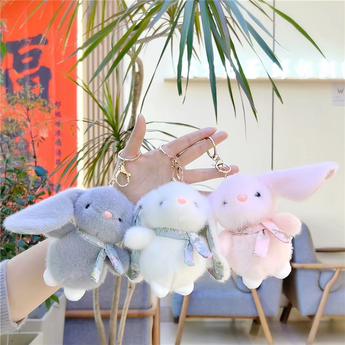 Soft Bunny Furry Keychain Bag Charm - 2 colors