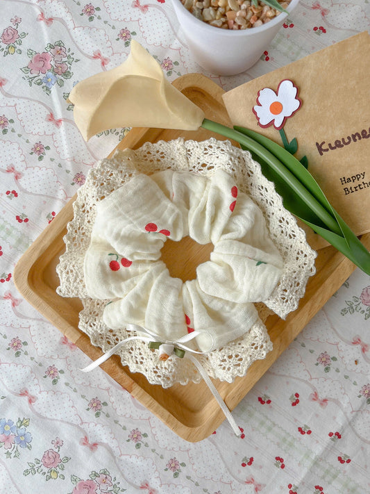 Cute Summer Muslin Laced Scrunchie